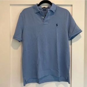 Blue Classic Fit Short Sleeve Polo Ralph Lauren Cotton Shirt [Medium]